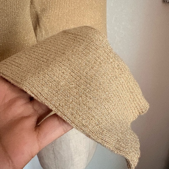 Vtg Once Again Womens M Gold Sequin Beaded Ribbed Knit Long Sleeve Sparkle Top - Picture 9 of 12